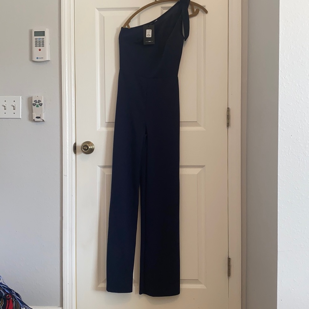 Nwt navy one shoulder jumpsuit.